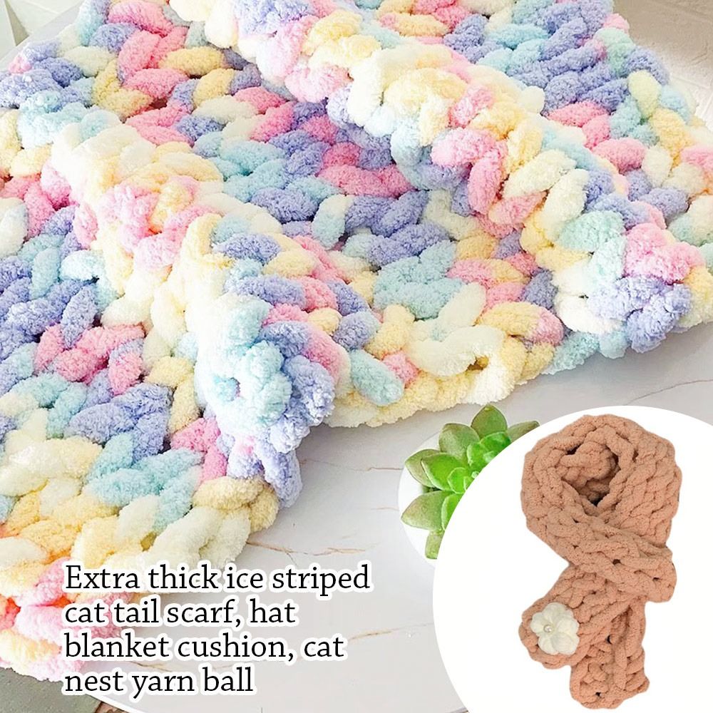 Woven Scarf Blanket - Fios de Chenille Multicolor para Tricô