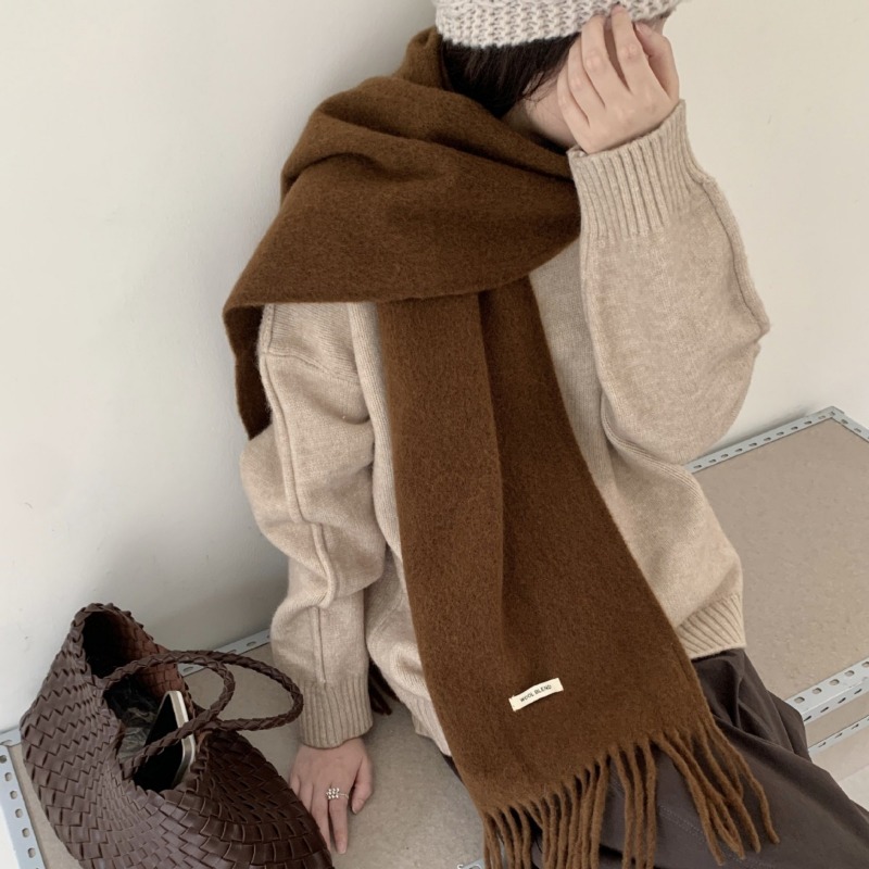 Muffler Men Wool - Versão coreana chique sólido borla cachecol