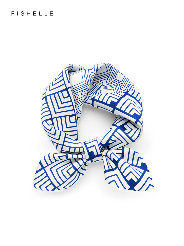 Scarf Silk Square - Lenço de seda estampado geométrico para