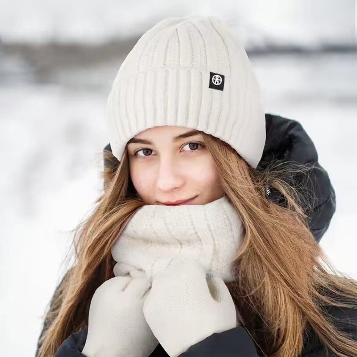 Muffler Men Wool - 3 pçs inverno gorro chapéu luvas