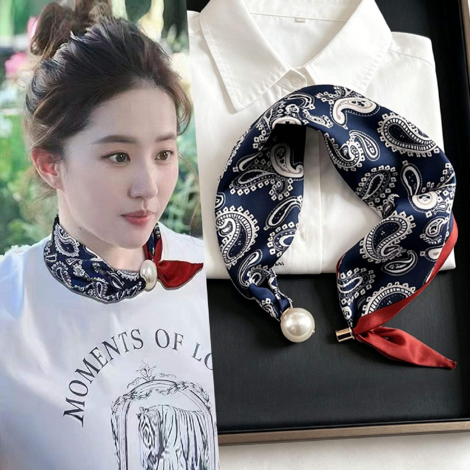 Novo Lenço Feminino com Estamp - Ascot Neck Scarf avaliação e preço