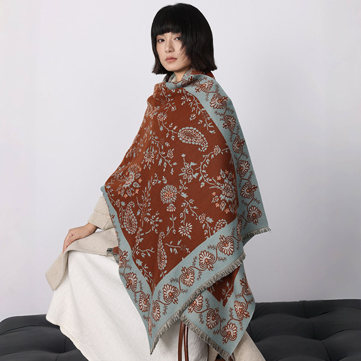 Luxo inverno imitação de caxem - Woven Scarf Blanket avaliação e preço