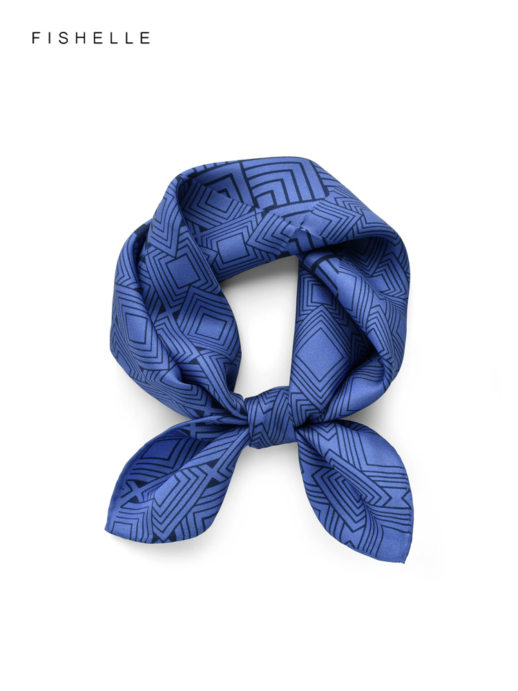 Lenço de seda estampado geomét - Scarf Silk Square avaliação e preço