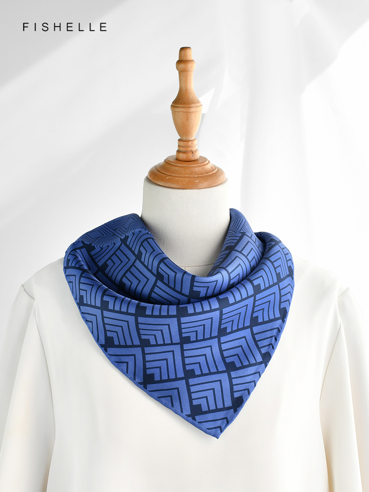 Lenço de seda estampado geomét - Scarf Silk Square avaliação e preço
