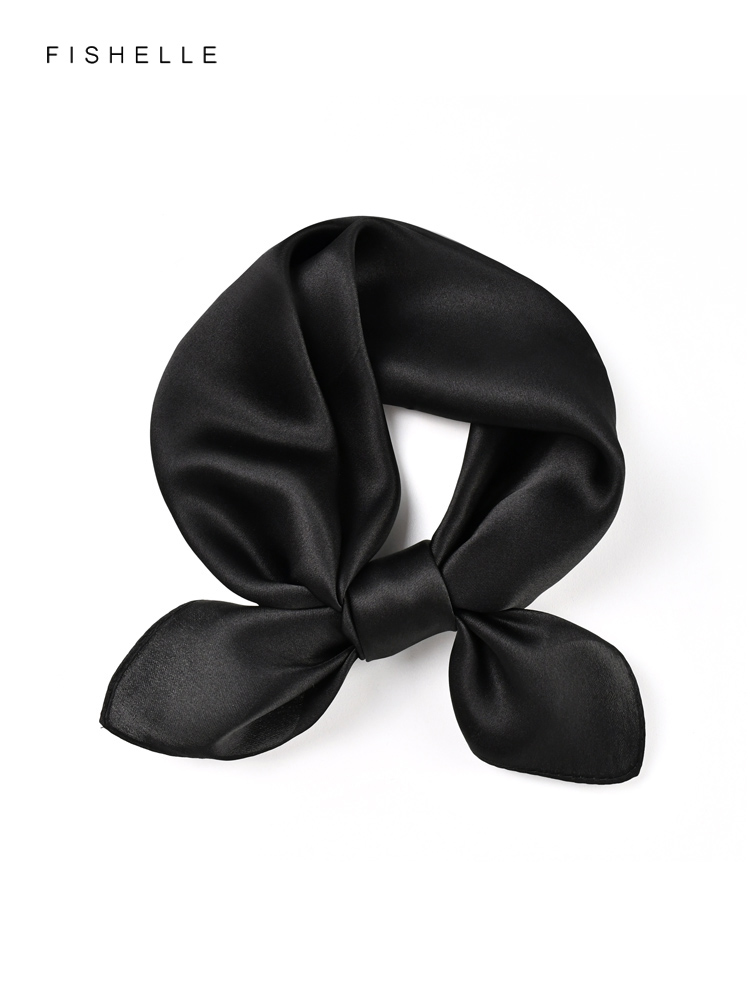 Cor sólida preto lenço de seda - Scarf Silk Square avaliação e preço
