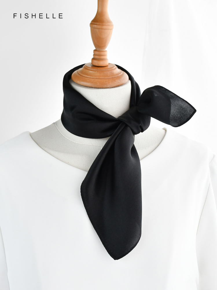 Cor sólida preto lenço de seda - Scarf Silk Square avaliação e preço